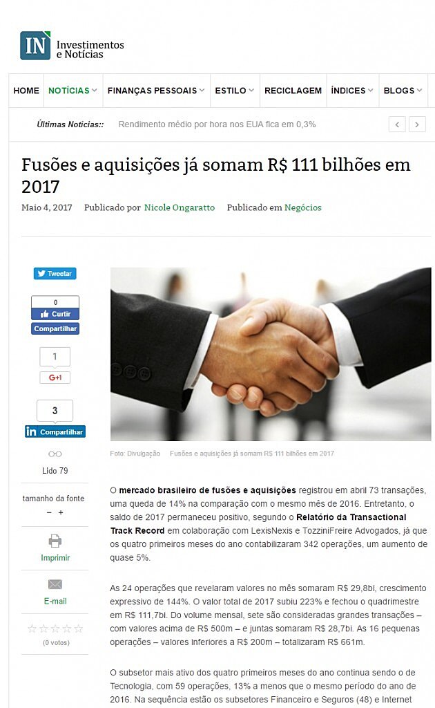 Fuses e aquisies j somam R$ 111 bilhes em 2017